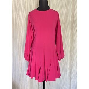 Palms Away by Red Womens M Fuchsia Long Sleeve Mini Dress Boho Fit Flare Tencel